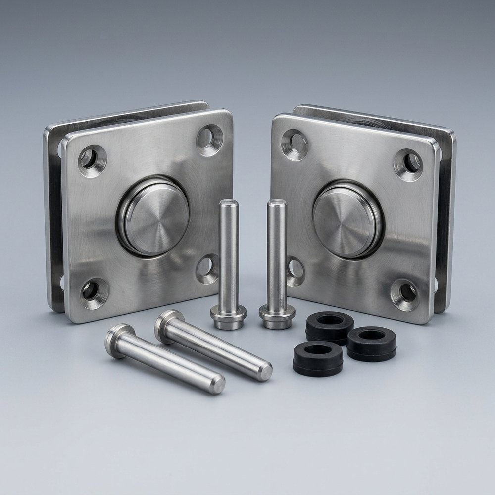 Stainless patch fitting set (glass not included)